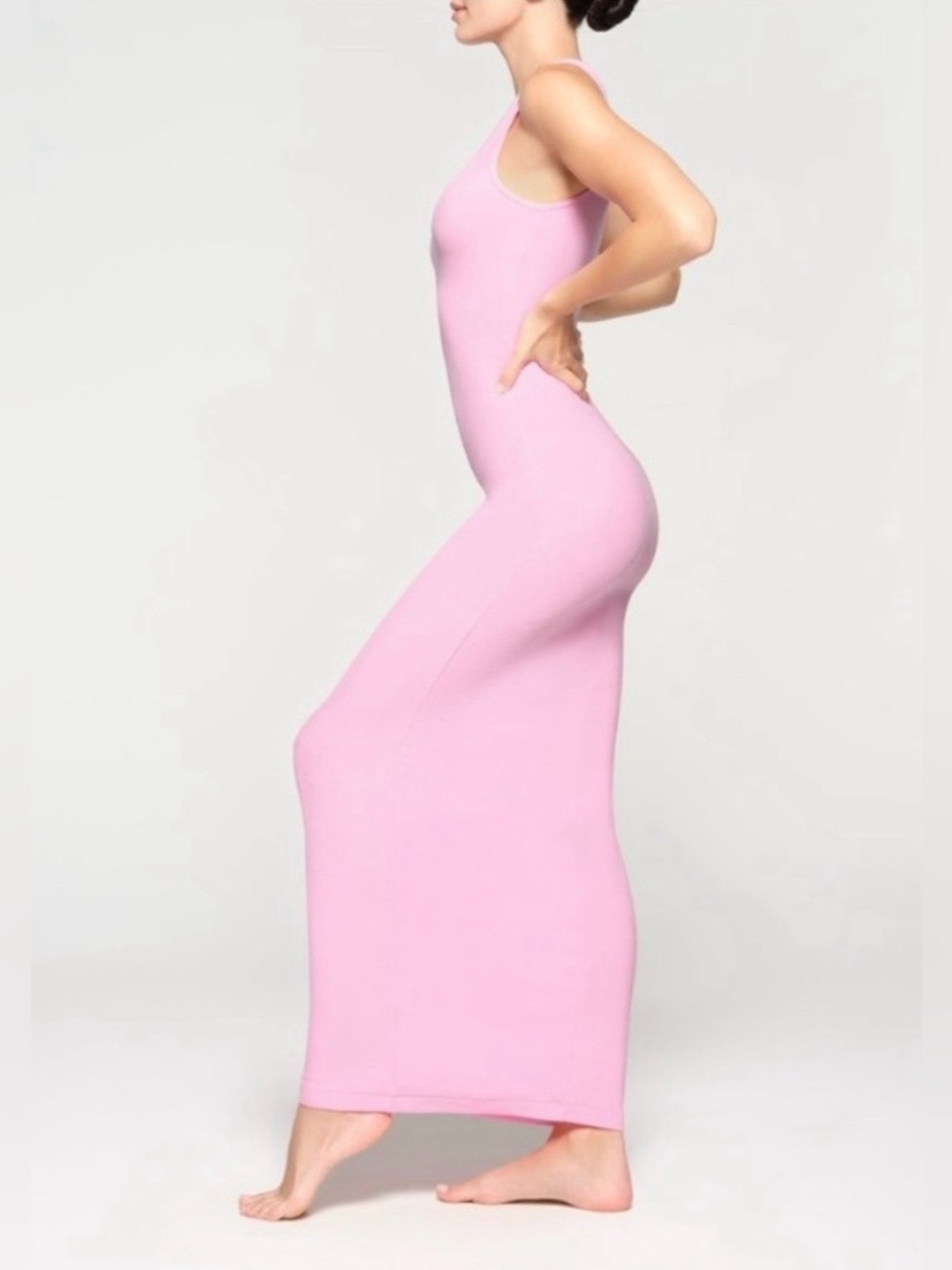 SKIMS Soft Lounge Ribbed Sleeveless Dress Cotton Candy Pink- Size Small - Picture 4 of 10